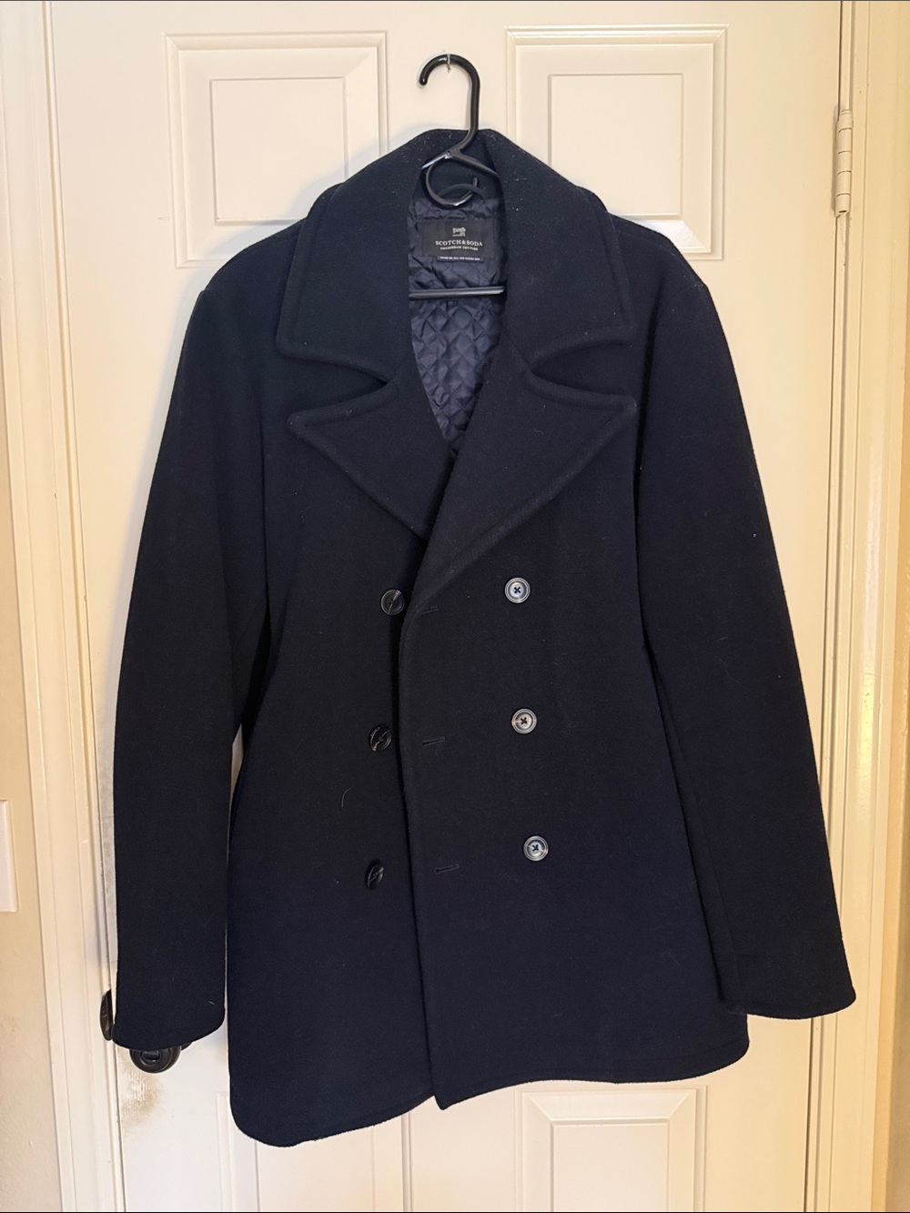 Scotch & Soda Navy Double-Breasted Peacoat